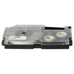 VHBW Casio XR-6SR1 Etikettenband, 6 mm, Schwarz-Silber