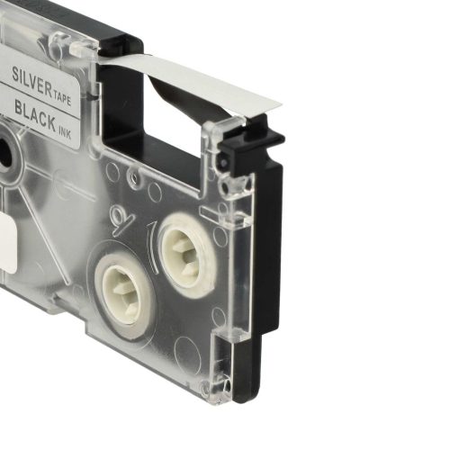 VHBW Casio XR-6SR1 Label Tape, 6 mm, Black-Silver