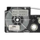 VHBW Casio XR-6SR1 Label Tape, 6 mm, Black-Silver