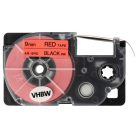 VHBW Casio XR-9RD1 Etikettenband - 9 mm, Schwarz-Rot