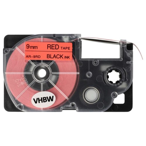 VHBW Casio XR-9RD1 Etikettenband - 9 mm, Schwarz-Rot