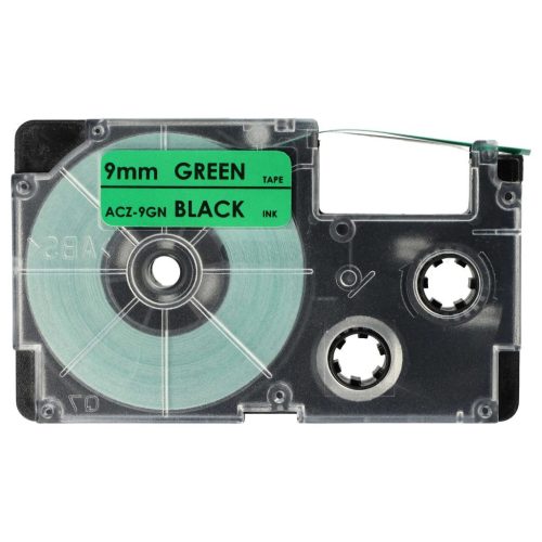VHBW Casio XR-9GN1 Etikettenband - 9 mm, Schwarz-Grün