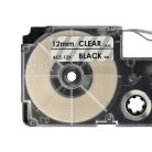 VHBW Casio XR-12X1 Label Tape, 12 mm, Black-Clear