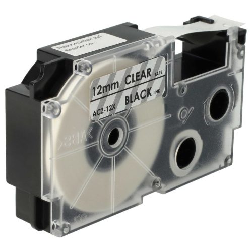 VHBW Casio XR-12X1 Label Tape, 12 mm, Black-Clear