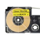 VHBW Casio XR-12YW1 Etikettenband, 12 mm, Schwarz-Gelb