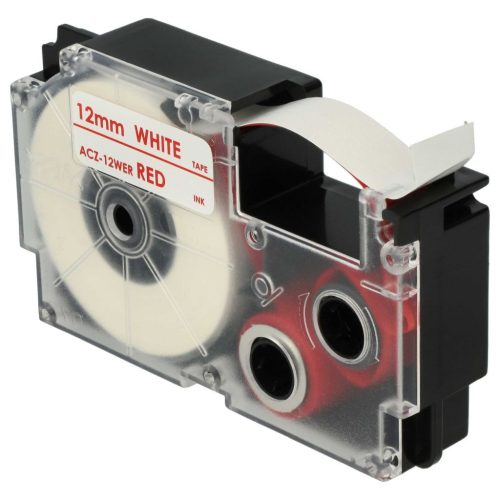 VHBW Casio XR-12WER1 Etikettenband, 12 mm, Rot-Weiß