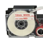 VHBW Casio XR-12WER1 Etikettenband, 12 mm, Rot-Weiß