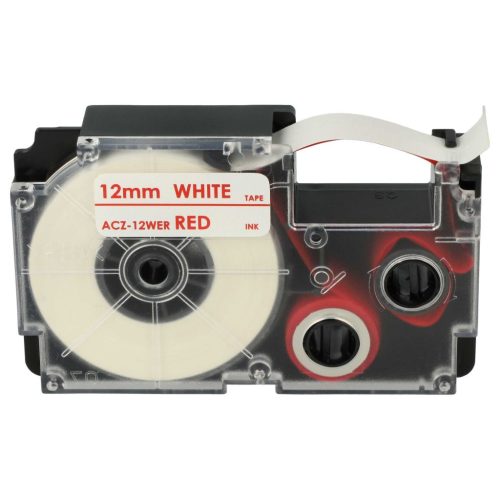 VHBW Casio XR-12WER1 Etikettenband, 12 mm, Rot-Weiß