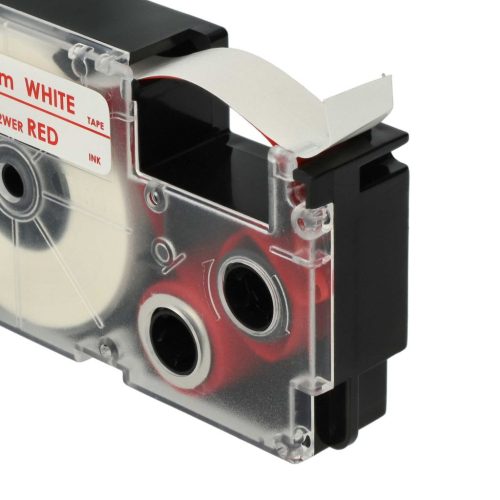 VHBW Casio XR-12WER1 Etikettenband, 12 mm, Rot-Weiß