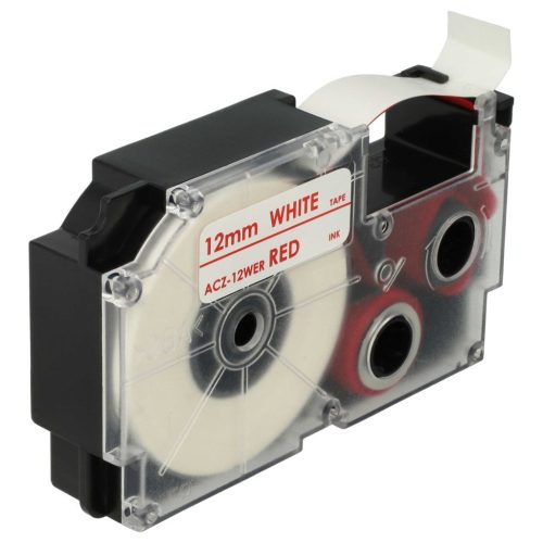 VHBW Casio XR-12WER1 Etikettenband, 12 mm, Rot-Weiß