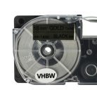 VHBW Casio XR-18GD, XR-18GD1 Etikettenband, 18 mm, Schwarz-Gold, PET+HARZ