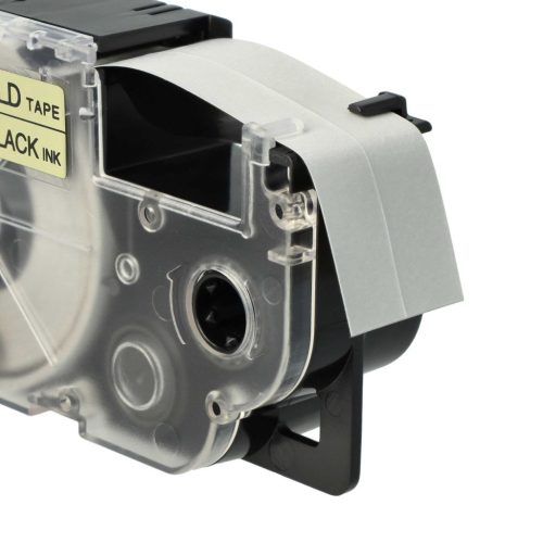 VHBW Casio XR-18GD, XR-18GD1 Etikettenband, 18 mm, Schwarz-Gold, PET+HARZ