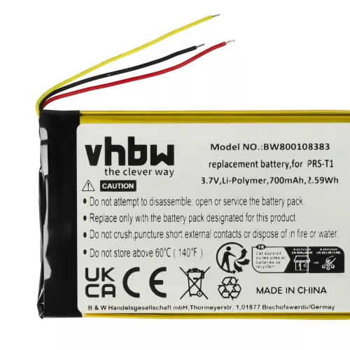 VHBW E-Book Akku LIS1476, 1-853-104-11, LIS1476MHPPC(SY6) - 700 mAh 3,7 V Li-Polymer