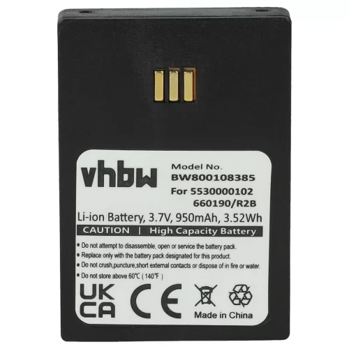 VHBW Festnetztelefon Akku Ascom RB-D62-L, 9D62, 660190/R2B - 950 mAh 3,7 V Li-Ion