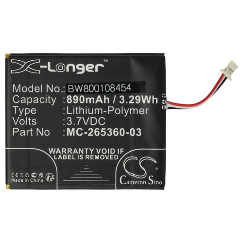 VHBW E-Book Akku MC-265360-03, 58-000083, 58-000151 - 890 mAh 3,7 V Li-Polymer