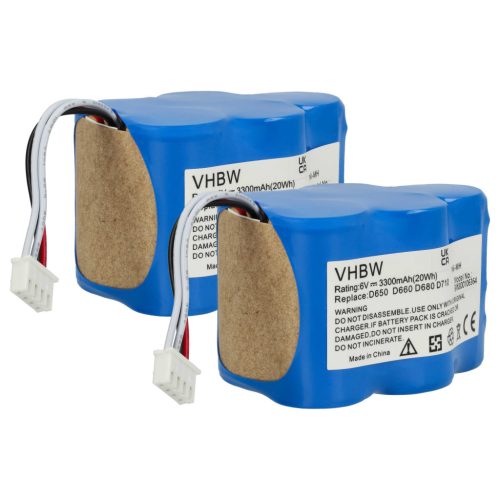 VHBW Akkumulátor 945-0005, 945-0006, 205-0001, 945-0024 - 3300 mAh 6 V NiMH