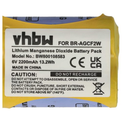 VHBW CNC Controller Battery BR-ACF2P, BR-AGCF2W, BR-AGCF2P - 2200 mAh 6 V Li-MnO2