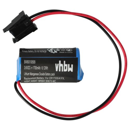 VHBW Ipari vezérlő akkumulátor B9670-MC, A6BAT, A6BAT-MRBAT - 1700 mAh 3,6 V Li-MnO2