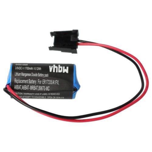 VHBW Ipari vezérlő akkumulátor B9670-MC, A6BAT, A6BAT-MRBAT - 1700 mAh 3,6 V Li-MnO2