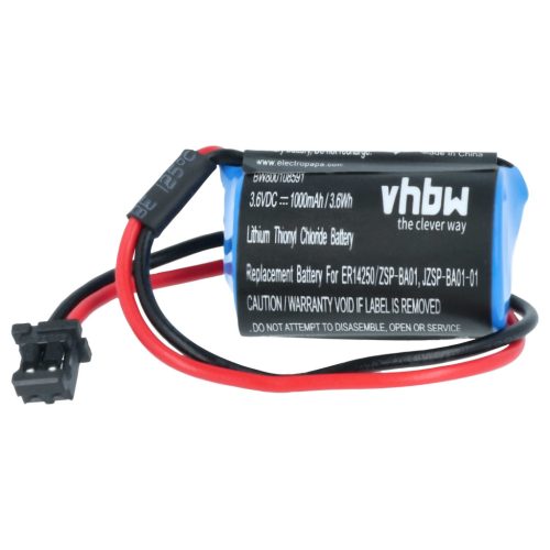 VHBW Ipari Vezérlő Akkumulátor JZSP-BA01-01, JZSP-BA01 - 1000 mAh 3,6 V Li-Ion