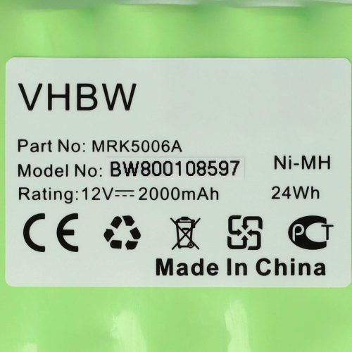 VHBW MRK5006A Lawn Mower Battery - 2000mAh 12V NiMH