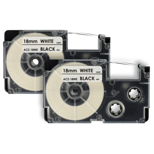 VHBW Etikettenband Casio XR-18WE, XR-18WE1 - 18 mm Schwarz-Weiß