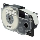 VHBW Etikettenband Casio XR-12WE, XR-12WE1 - 12 mm Schwarz/Weiß