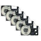 VHBW Etikettenband Casio XR-12WE, XR-12WE1 - 12 mm schwarz-weiß