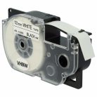 VHBW Etikettenband Casio XR-12WE, XR-12WE1 - 12 mm schwarz-weiß