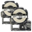 VHBW Etikettenband LC-6WBN - 24 mm Schwarz/Weiß