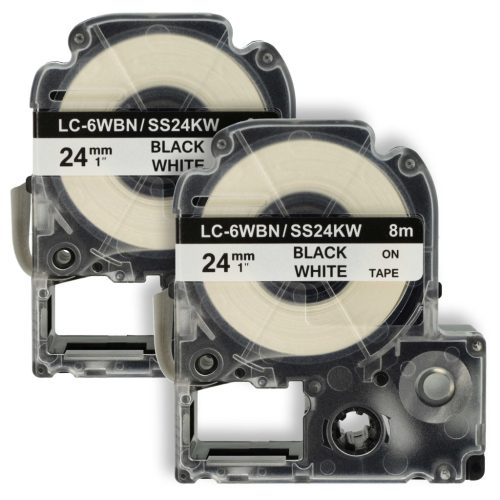 VHBW Etikettenband LC-6WBN - 24 mm Schwarz/Weiß