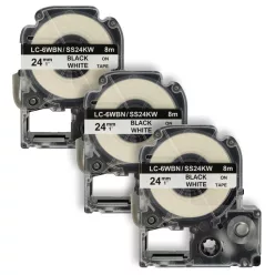 VHBW Label Tape Epson LC-6WBN - 24 mm Black/White