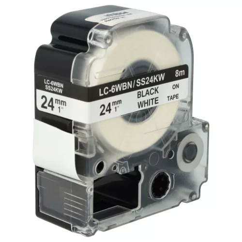 VHBW Label Tape Epson LC-6WBN - 24 mm Black/White