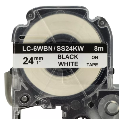 VHBW Label Tape Epson LC-6WBN - 24 mm Black/White
