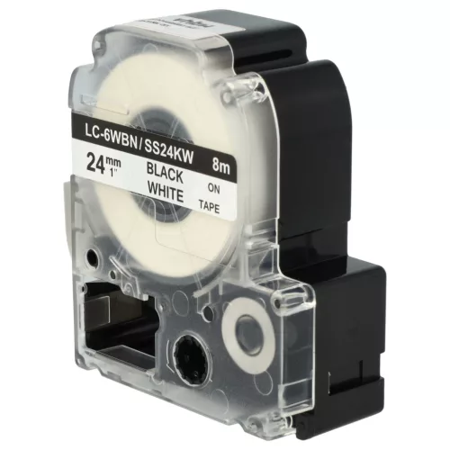 VHBW Label Tape Epson LC-6WBN - 24 mm Black/White