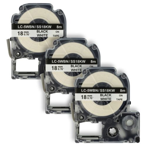 VHBW Label Tape Epson SS18KW, LC-5WBN - 18 mm black-white