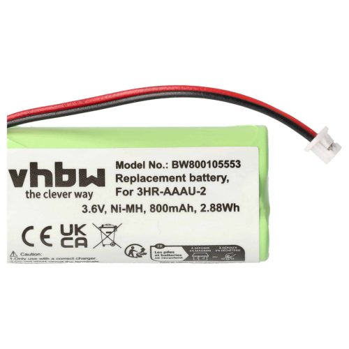 VHBW Vezetékes telefon akkumulátor 3HR-AAAU-2 - 700 mAh 3,6 V NiMH