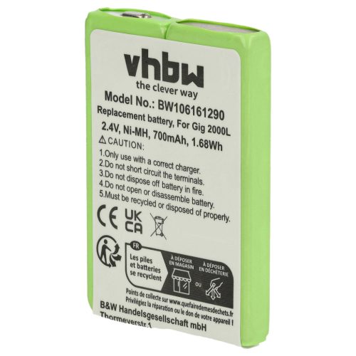 VHBW Schnurloser Telefon Akku 4506306, 4506.306, 8M2BZ, 7M2BZ, B3880/106483 - 700 mAh 2,4 V NiMH