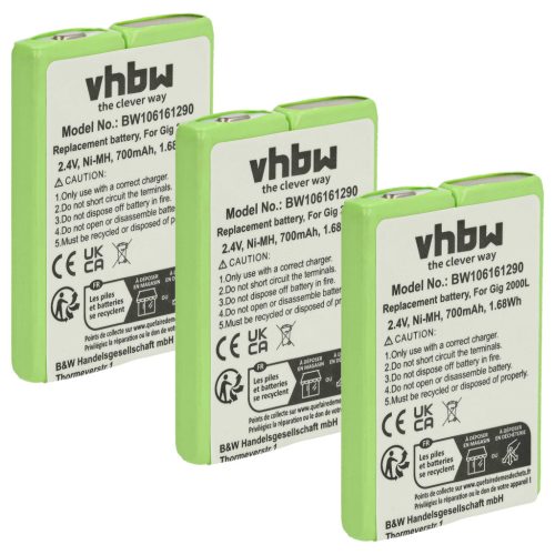 VHBW Schnurloser Telefon Akku 4506306, 4506.306, 8M2BZ, 7M2BZ, B3880/106483 - 700 mAh 2,4 V NiMH