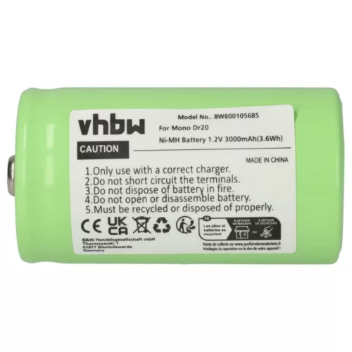 VHBW Radio Akku KR20, HR20, Mono D, R20, LR20 - 3000 mAh 1,2 V NiMH