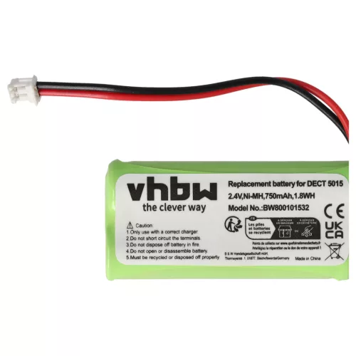 VHBW Akku Audioline 08C/CP18NM, BC101276 - 750 mAh 2,4 V NiMH
