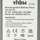 VHBW Akkumulátor Dyson 12097, 912433-03, 912433-01, BP01, 912433-04, DC12 típusokhoz - 2000 mAh, 22,2 V, Li-Ion