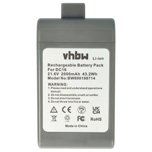 VHBW Akkumulátor Dyson 12097, 912433-03, 912433-01, BP01, 912433-04, DC12 típusokhoz - 2000 mAh, 22,2 V, Li-Ion