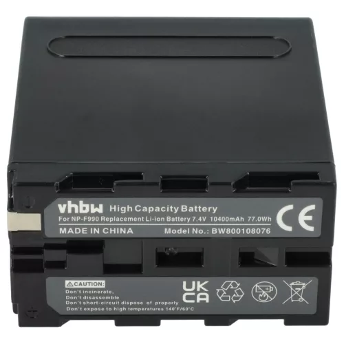 Camera 2x Battery replaces Sony NP-F930, NP-F990, NP-F970, NP-F960, NP-F950 - 10400 mAh 7.4 V Li-Ion