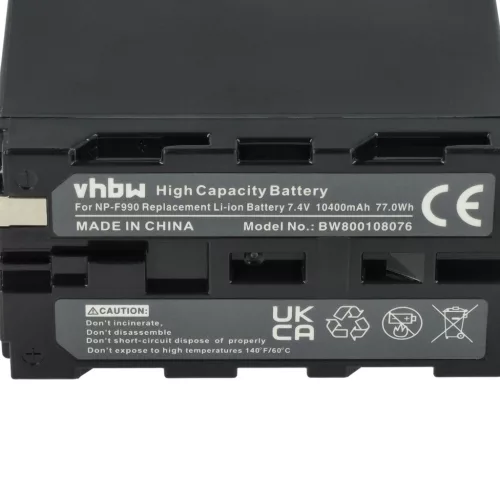 Camera 2x Battery replaces Sony NP-F930, NP-F990, NP-F970, NP-F960, NP-F950 - 10400 mAh 7.4 V Li-Ion
