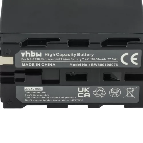 Camera 3x Battery replaces Sony NP-F930, NP-F990, NP-F970, NP-F960, NP-F950 - 10400 mAh 7.4 V Li-Ion