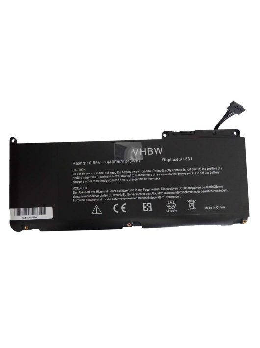 Notebook akkumulátor  Apple 020-6582-A, 020-6580-A, 020-6809-A - 4400 mAh 10,95 V Li-polimer, fekete