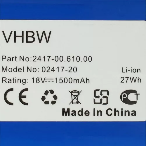 VHBW Gardena 2417-00.610.00 Lawn Mower Battery - 1500 mAh 18 V Li-Ion
