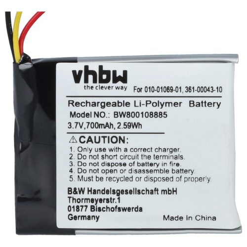 VHBW Hundetrainer Akku Garmin 010-11864-00, 010-01069-01, 361-00043-10 - 700 mAh 3,7 V Li-Ion