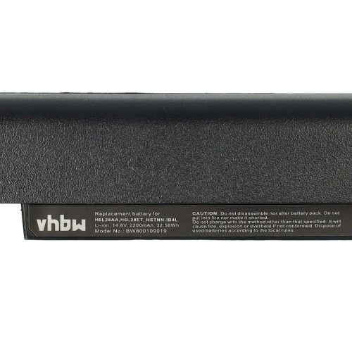 VHBW Notebook akkumulátor  HP H6L28ET, H6L28AA, 768549-001, 707618-121 - 2200 mAh 14,8 V Li-Ion, fekete